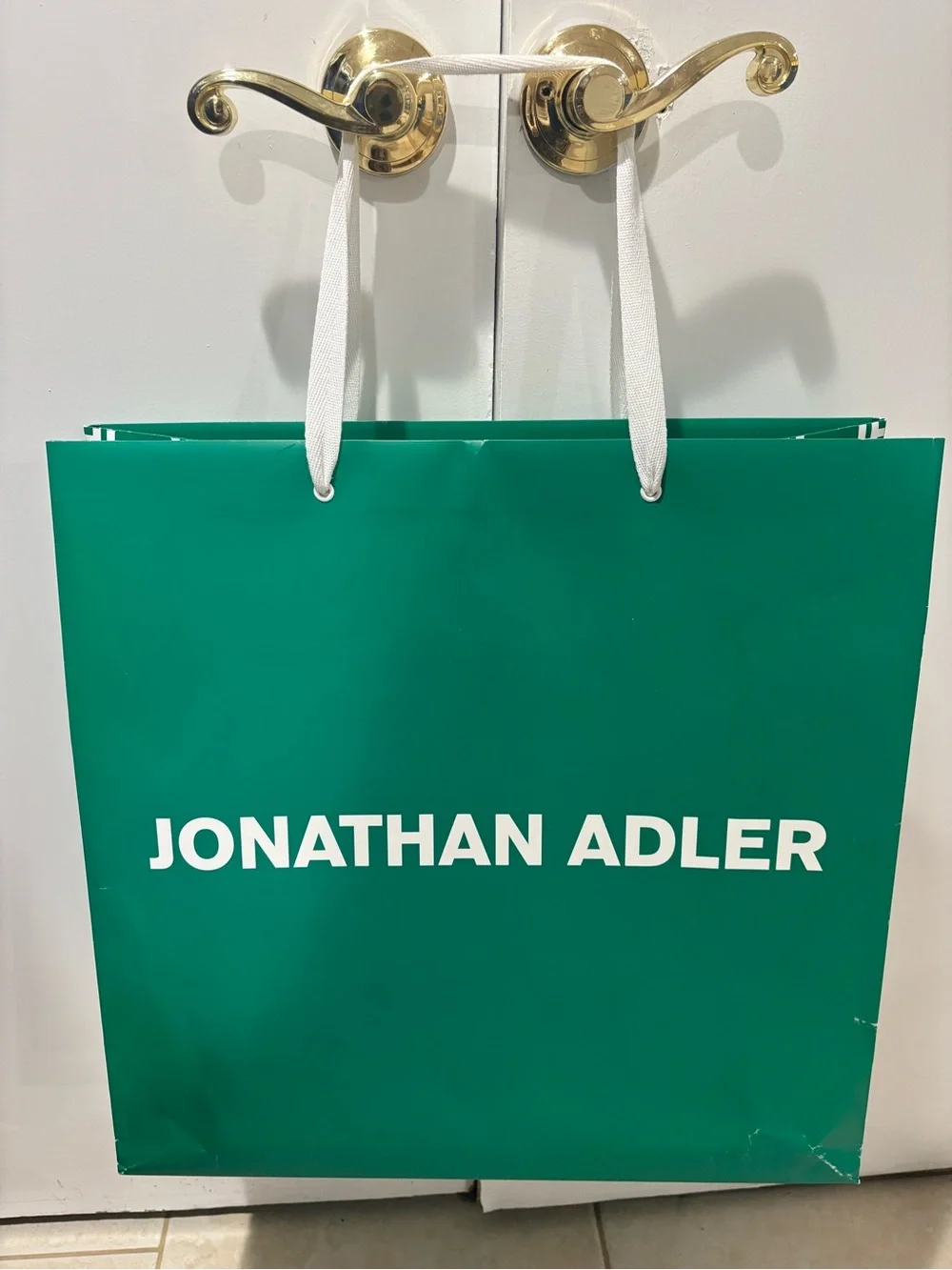 Jonathan Adler Emerald Green Gift Bag with White Logo